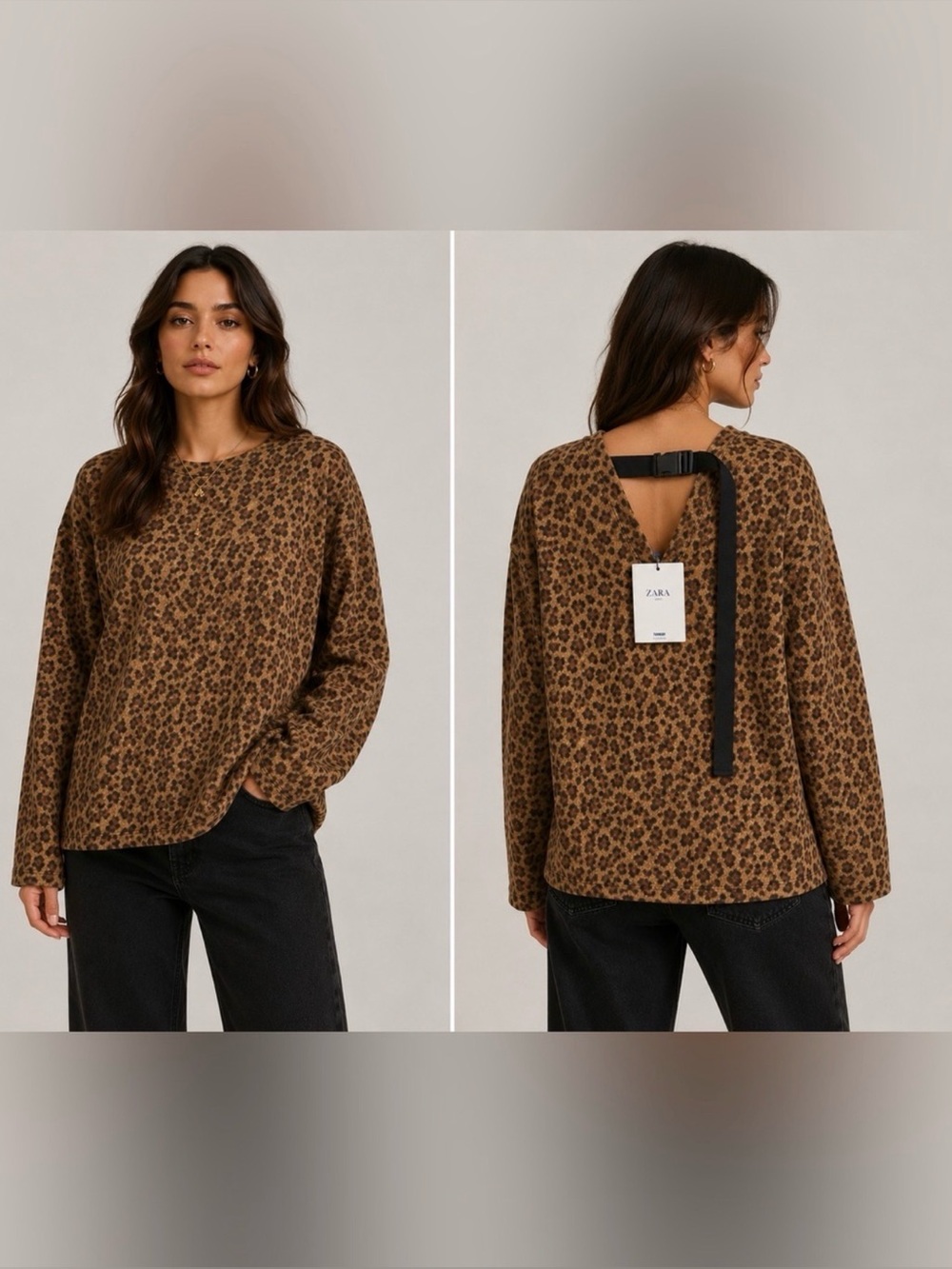 ZARA Leopard Print Top – Effortless Statement Piece Size M NWT